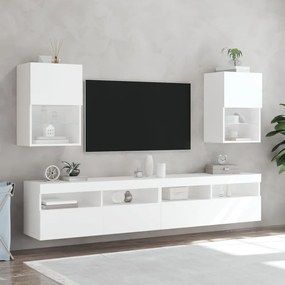 Móveis de TV com luzes LED 2 pcs 40,5x30x60 cm branco
