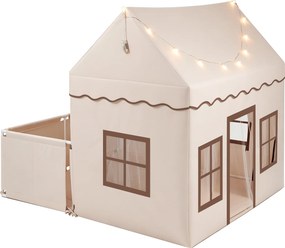Tenda de Jogos Infantil com Parque 2 em 1, 162,5 x 139 x 140 cm, Tapete Removível, Bege