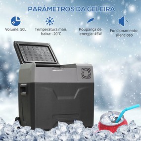 Geleira Elétrica Portátil 50L com Compressor Mini Geleira para Carro c