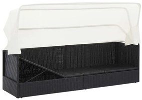 Sofá de jardim com toldo vime preto