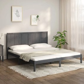 vidaXL Estrutura de cama super king 180x200 cm pinho maciço cinza