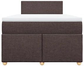 Cama boxspring com colchão 120x190 cm tecido castanho-escuro