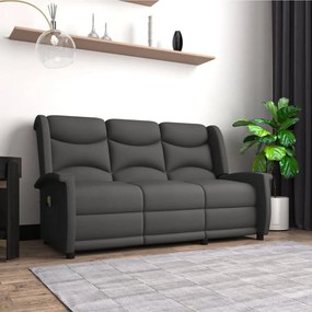 vidaXL Poltrona massagens 3 lug. reclinável microfibra cinza-escuro