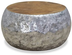 Mesa de centro em teca e alumínio 60x60x30 cm