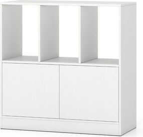 Estante de 3 cubos 70 x 30 x 70 cm com portas de 3 níveis com compartimentos abertos e armário organizador de armazenamento branco