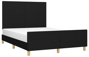 Estrutura de cama sem colchão 140x190 cm tecido preto