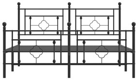 Estrutura de cama com cabeceira e pés 150x200 cm metal preto