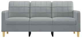 Sofá de 3 lugares 180 cm tecido cinza-claro