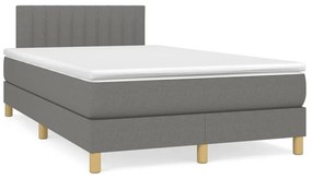 Cama boxspring com colchão 120x190 cm tecido cinzento-escuro