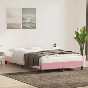 Estrutura de cama com colchão 120x220 cm veludo rosa
