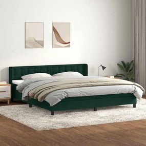 vidaXL Cama com molas colchão 200x210 cm veludo verde-escuro