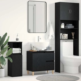 vidaXL Armário de Banheiro com gaveta Carvalho preto 65 x 33 x 60 cm