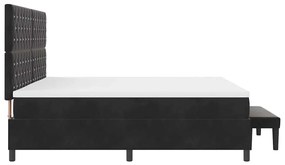 Cama Box Spring da com Colchão e Banco Preto 200x200 cm Veludo