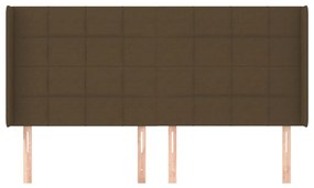 Cabeceira cama c/ abas tecido 163x16x118/128 cm castanho-escuro