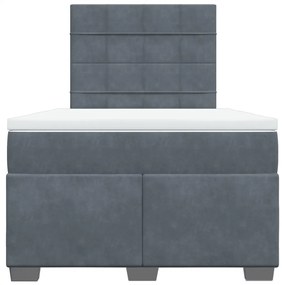 Cama boxspring com colchão 120x190 cm veludo cinzento-escuro