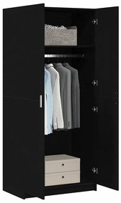 Guarda-roupas Preto Carvalho 80x51x180 cm Madeira de engenharia