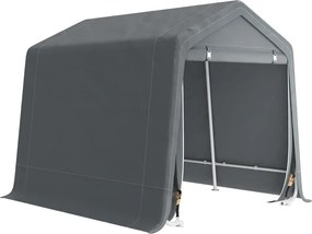 Abrigo de Exterior para Ferramentas Bicicleta 2,4x2x2,02 m Abrigo de Armazenamento com 2 Portas Anti-UV para Jardim Cinza
