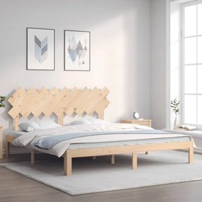 vidaXL Estrutura de cama Super King Size com cabeceira madeira maciça