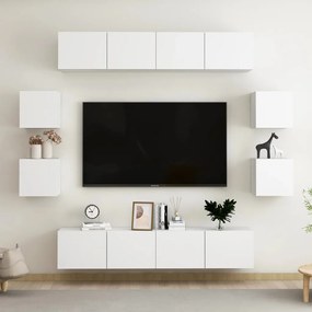 vidaXL 8 pcs conjunto de móveis de TV contraplacado branco