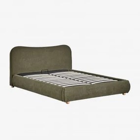 Cama Com Canapé Abatível Estofada Winselet Tecido Verde Exército & 180 X 200 Cm - Sklum