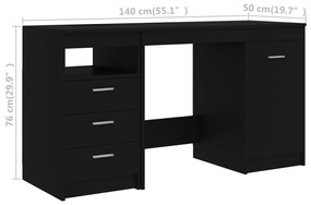 Secretária Hommy de 140cm - Preto - Design Moderno