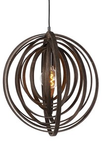 Design redondo lâmpada suspensa de madeira marrom - Organizar Design