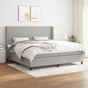 vidaXL Cama com molas/colchão 200x200 cm tecido cinza-claro