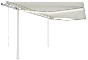 vidaXL Toldo automático c/ LED e sensor de vento 4x3,5 m cor creme