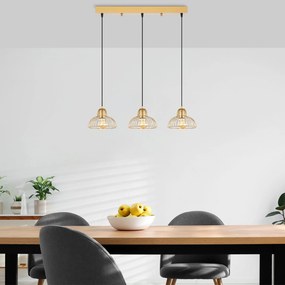 Candeeiro Suspenso Dopo – Ouro Brilhante – 70 x 20 x 114 cm