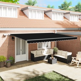 vidaXL Toldo Retrátil Manual com LED Preto 500x350 cm