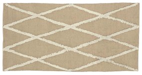 Kave Home - Tapete Abena de juta e algodão natural e branco 70 x 140 cm