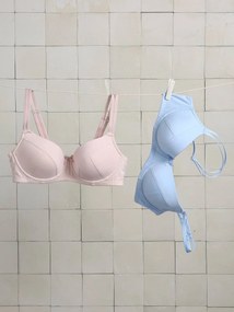Lote de 2 soutiens, em algodão biológico, com armação e renda, para grávida rosa