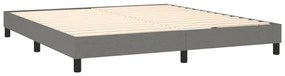 Cama box spring c/ colchão e LED 160x200 cm tecido cinza-escuro