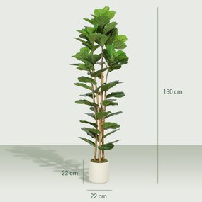 Planta Artificial de Interior Figueira-Lira, 55 x 55 x 180 cm, Folhas Realistas, Verde