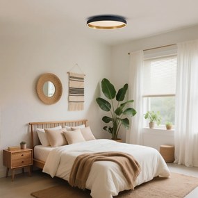 Plafond de design preto com dourado 60cm incl. LED com interruptor de 3 níveis - Ingo