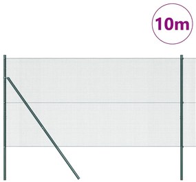 Conjunto de Poste de Cerca Conjunto de 2 Verde Metal 10 x 1 m