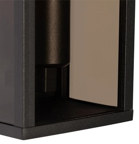 Candeeiro de parede exterior preto com vidro fumê 26 cm IP44 - Charlois Moderno