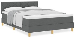 Cama Box Spring com Colchão Cinza Escuro 140x200 cm Tecido