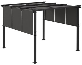 Pérgola de Jardim 3x3 m Pérgola para Exterior com Teto Retrátil Estrut