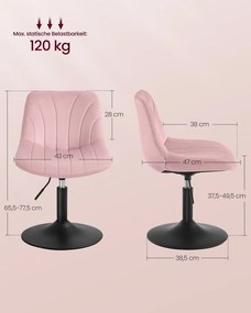 Banco de toucador com encosto em veludo rosa pastel