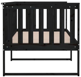Sofá-cama 90x190 cm madeira de pinho maciça preto