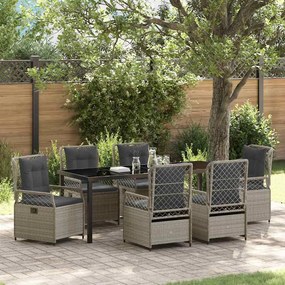 vidaXL Conjunto de Jantar de Jardim com 7 Peças Cinza Claro em Rattan Poliéster
