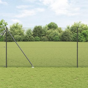 Cerca de Malha com 7 Postes Espigão Cinza 1,5x10 m Aço