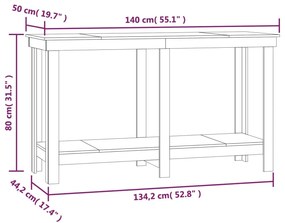 Banco de trabalho 140x50x80 cm pinho maciço preto