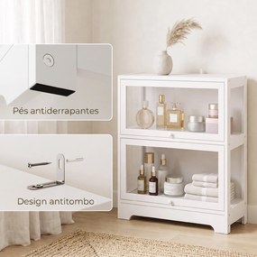 Vitrina Expositora para Coleções com 2 Níveis e Portas em Acrílico para Figuras, 59,5x30x73 cm, Branco