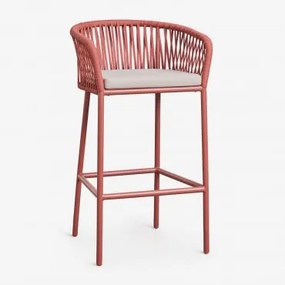 Pack De 4 Bancos Altos Com Apoios De Braços Em Corda Trançada Arhiza Terracota & ↑75 Cm - Sklum