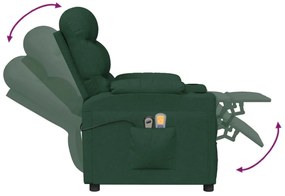 Poltrona de massagens elétrica tecido verde-escuro