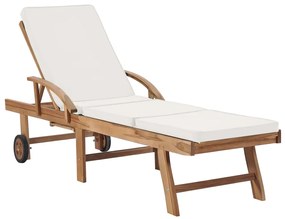 Espreguiçadeiras c/ almofadões 2 pcs teca maciça cor creme