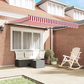 Toldo Retrátil Automático Listrado Vermelho e Branco 350x250 cm