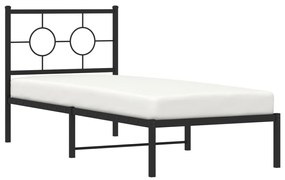 Estrutura de cama metal s/ colchão c/ cabeceira 75x190 cm preto